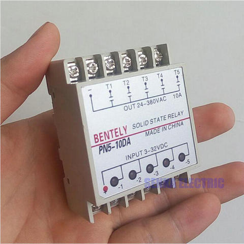 5 Channels 10DA Din Rail Mounting SSR Quintuplicate Five Input 3~32VDC Output 24~380VAC DC Solid State Relay ► Photo 1/6
