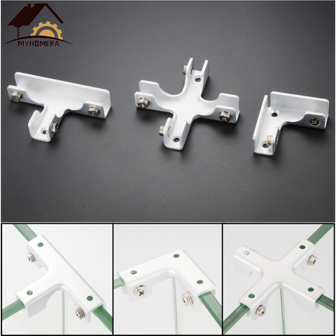 Myhomera 2Pcs Glass Clamps Shelves Holder 2-4 Ways For 6mm 10mm 12mm Thick Glass Clips Corner Bracket Clamp Showcase Aluminum ► Photo 1/6