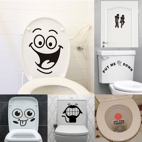 Funny Toilet Sign Stickers Bathroom Decoration Home Decals Art Waterproof Creative Wall Vinyl Posters ► Photo 1/6