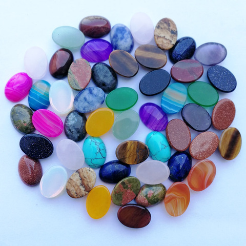 Wholesale mixed Natural stone Bead Oval stone Cabochon cab Necklace and ring accessories no hole 10-50Pcs/lot Free shipping ► Photo 1/2