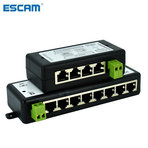 ESCAM New Arrival 4Ports 8 Ports POE Injector POE Splitter for CCTV Network POE Camera Power Over Ethernet IEEE802.3af ► Photo 1/4
