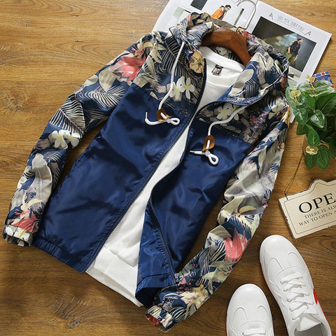 New 2022 Fashion Floral Jacket Men Brand New Spring and Summer Slim Fit Mens Casual Varsity Jackets and Coats Plus Size 4XL ► Photo 1/6