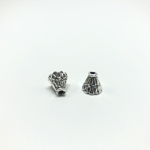 30pcs 9*9mm antique silver Alloy caps bead horn silk bead end caps cone jewelry Making Components finder ► Photo 1/5