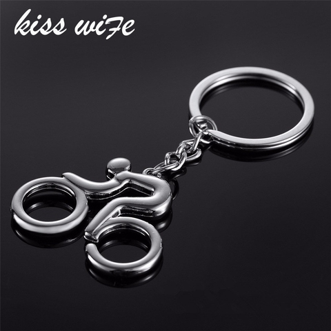 KISSWIFE 2022 Hot Sale Men key Ring Key Chain Silver Color Bicycle Keychain for Car Metal Key Chains ► Photo 1/5