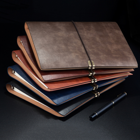 RuiZe Leather notebook cover Spiral notebook A5 planner organizer agenda 2022 B5 note book travel journal diary 6 ring binder ► Photo 1/6