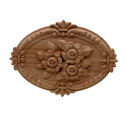 VZLX Flower Carving Natural Wood Appliques For Furniture Cabinet Unpainted Wooden Mouldings Decal Decorative Figurine ► Photo 1/6