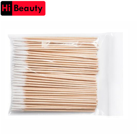 High Quality 1 Bag 100pcs Wooden Cotton Stick Swabs Buds For Cleaning The Ears Eyebrow Lips Eyeline Tattoo Makeup Cosmetics ► Photo 1/6