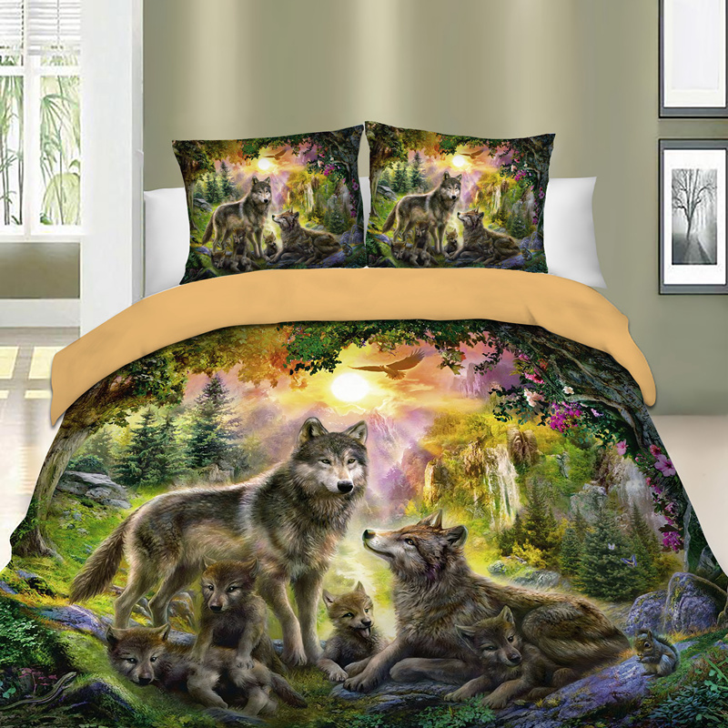 3d Bed Linens Wolf Duvet Cover, Animal Print King Bedding Sets