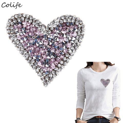 8 Colors Heart Patch Clothes With Rhinestone Washable Patch For Hats Diy Garment Apparel Accessories Patches Bag Sticker ► Photo 1/6