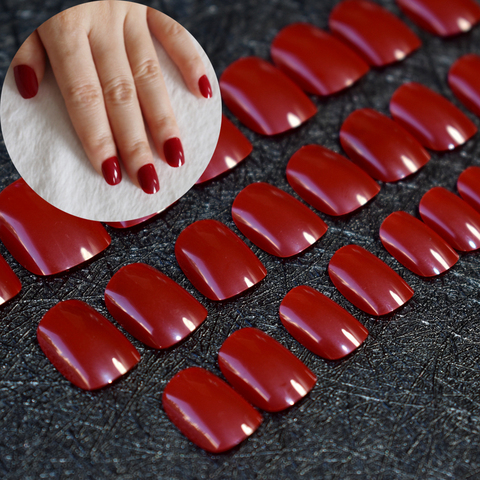 Gorgeous Dark Red Children Press On Nails Short Kids False Nails for Small Size Nails Carnival Style Festival Decoration 24pcs ► Photo 1/5