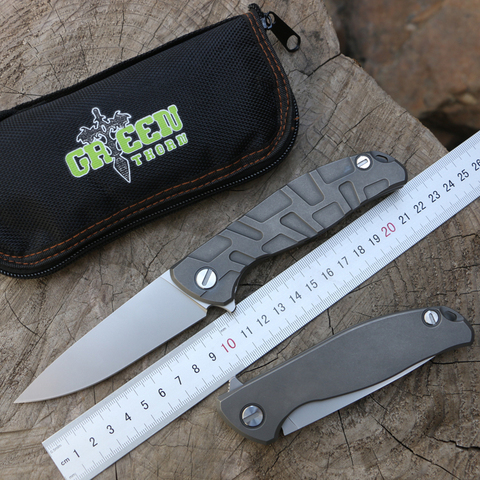 Green thorn Flipper 95 D2 steel blade T mode Titanium handle outdoor camping hunting pocket kitchen fruit folding knife EDC tool ► Photo 1/6