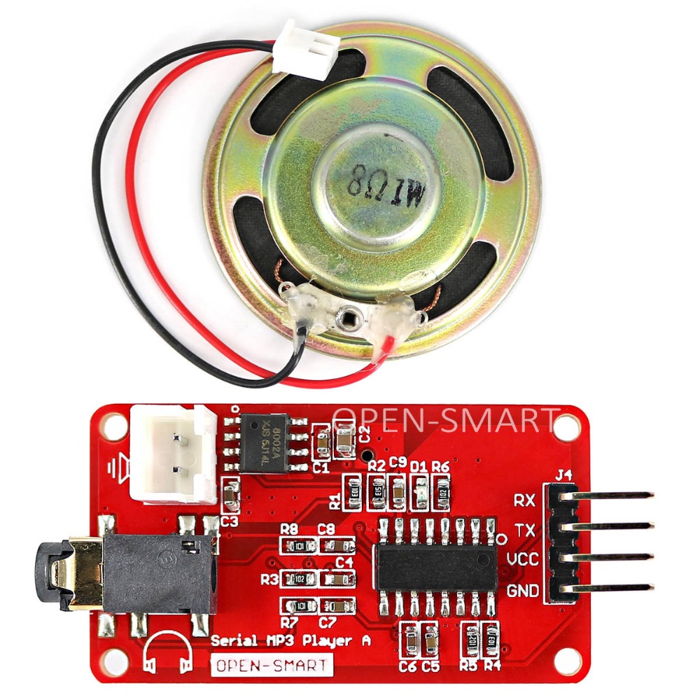 ETSK UART Serial MP3 Music Player Module with Speaker Monaural Amplifier Board for Arduino