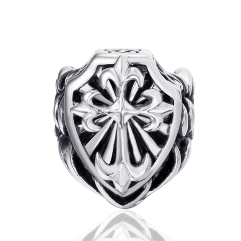 Mens Stainless Steel Ring Fleur De Lis Cross Knight Vintage Wholesale Jewelry ► Photo 1/4