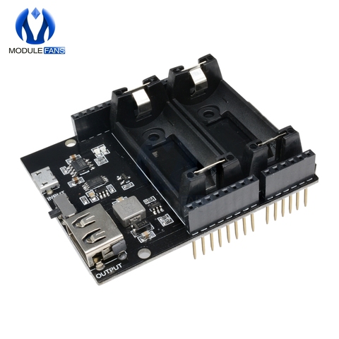 ESP8266 ESP32 2 Double Dual 16340 Rechargeable Lithium Battery Charger Shield Board Power Bank Module For Arduino UNO R3 ► Photo 1/6