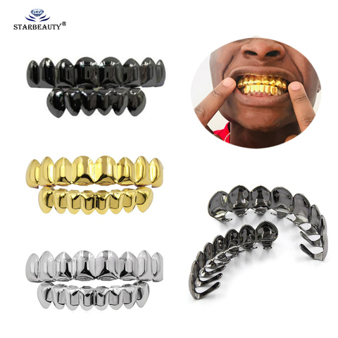 1Set New Hip Hop Teeth Grillz Set Top Bottom Mouth Teeth Grills Fashion Removable Dental Grills Jewelry ► Photo 1/5