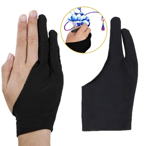 Anti-Fouling Artist Glove For Drawing,Black 2 Finger Painting