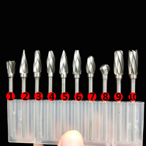Fixmee 10pcs 6mm Head Tungsten Carbide 8 Flutes Rotary Burrs Point File Cutter Drill Bit  3mm shank ► Photo 1/1