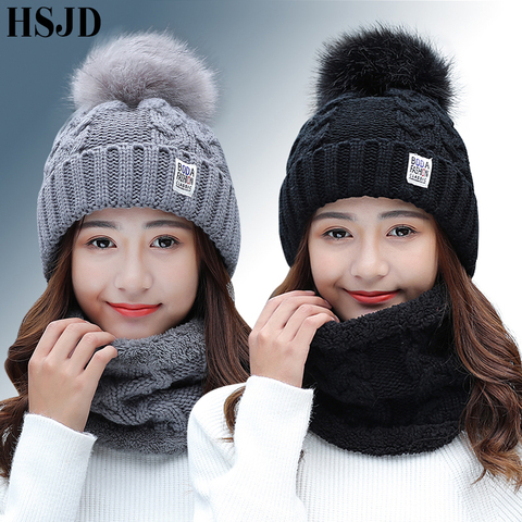 women's winter hat Ski brand Big Fur pom poms ball Knitted hats