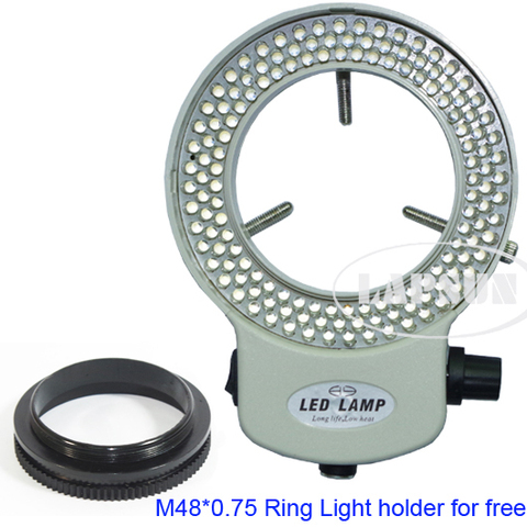 White Adjustable 6500K 144 LED Ring Light illuminator Lamp For Industry Stereo Microscope Camera Magnifier AC 110V-240V Adapter ► Photo 1/5