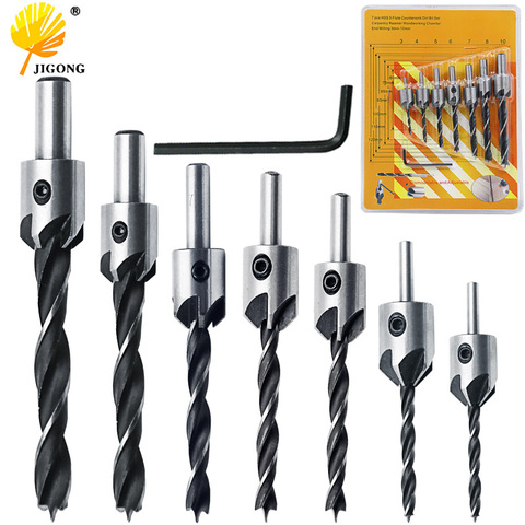 8pcs Countersink Drill Bits Set HSS Wood Drilling Reamer Kit For Woodworking Chamfer Power Tools 3mm 4mm 5mm 6mm 7mm 8mm 10mm ► Photo 1/6