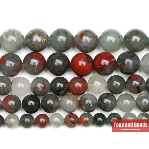 Free Shipping Natural African Blood Stone Round Gem Beads 15