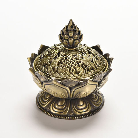 7.8*7.2*6.0cm Tibetan Lotus Incense Burner Alloy Bronze Mini Incense Burner Incensory Metal Craft Home Decor ► Photo 1/1