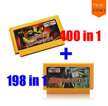 2015 new 8bit game cartridge classical game card one pair hot sale ------ 400 in 1 + 198 in 1 (yellow cart) ► Photo 1/1