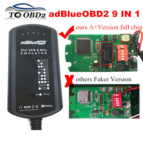 AdBlue Emulator System Box 9 IN 1 For MEN/MB/SCANIA/IVECO/DAF/RENAULT/CUMMINS AdBlue 9in1 SCR&NOX A+Version Full Chip ► Photo 1/6