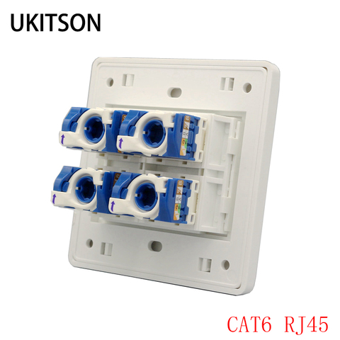 4 Ports CAT 6 RJ45 Computer Ethernet Connector Panel Whirl Wire C6 UTP Internet Faceplate 86x86mm ► Photo 1/6