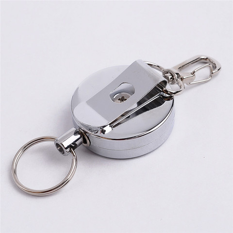Resilience Steel Wire Rope Elastic Keychain Recoil Sporty Retractable Alarm Key Ring Anti Lost Yoyo Ski Pass ID Card ► Photo 1/6