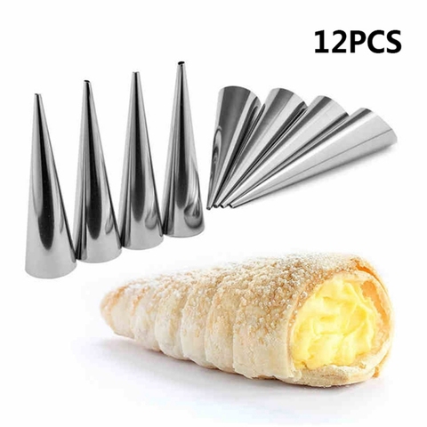 Stainless Steel Spiral Croissants Pastry Conical Tube Cone Baking Mold Tool