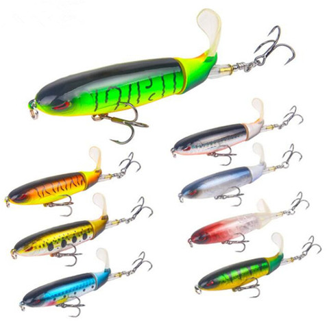 1pcs Quality Whopper Plopper 100mm/13.2g Top Water Popper Fishing Lure Hard Bait Wobblers Rotating Soft Tail Fishing Tackle ► Photo 1/6
