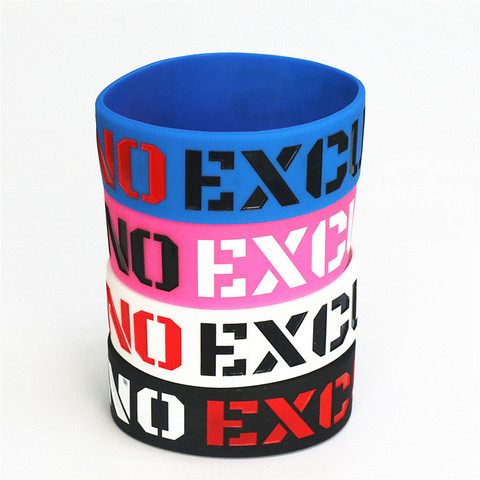 1PC Fashion No Excuses Motivation Silicone Wristband Sports Rubber Bracelets & Bangles Used In Any Sport Activities Gift SH076 ► Photo 1/6
