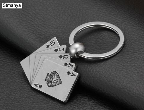 New Design Cool Luxury metal Keychain Car Key Chain Key Ring Poker Casino chain color pendant For Man Women Gift wholesale 17055 ► Photo 1/3