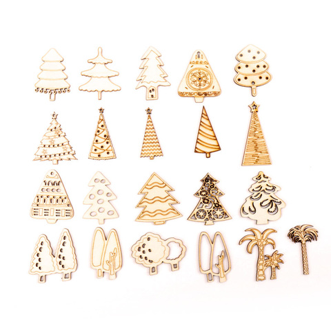 45mm 10pcs Four Seasons Tree Pattern Wooden Scrapbooking Craft Handmade Accessory Sewing Home Decoration ► Photo 1/6
