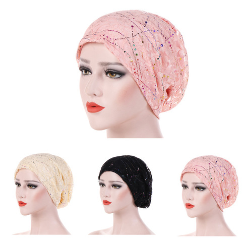 New Women's  Lace Breathes Cotton Turban Head Hat Chemo Beanies Cap Multicolour Headgear Female Headwear Headwrap Accessories ► Photo 1/6