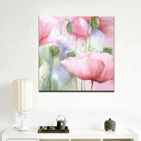 Abstract Watercolor Flowers Wall Art Colorful Hand Painting Poppy Flowers Print Poster on Canvas for Living Room Home Decor Gift ► Photo 1/6