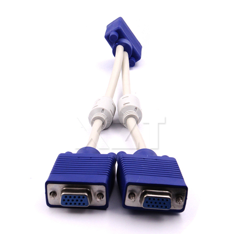 1 Computer Dual 2 Monitor Adapter Y Splitter Two Ports VGA extension Cable 15 pin Male to Female M/F 1PCS High quality ► Photo 1/5