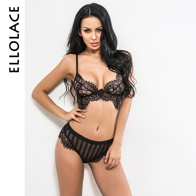 Bras Sets Ellolace Sexy Lingerie Set See Through Underwear Erotic