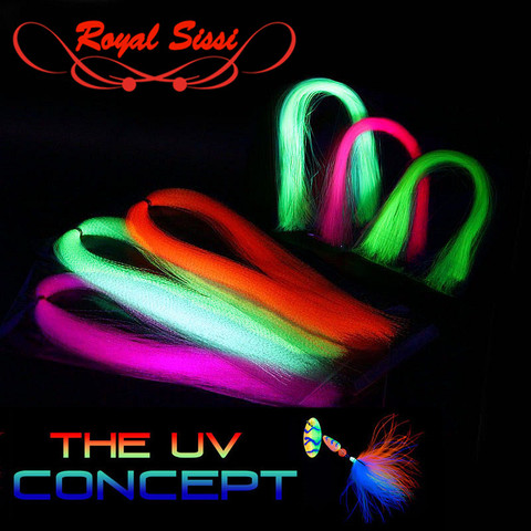 Hot 6packs/set UV fluo Flashabou Tinsel twist type or flat type UV hue tinsels synthetic tying material for steelhead streamers ► Photo 1/6
