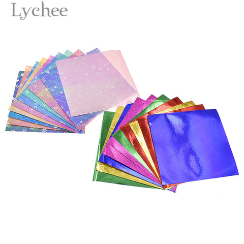 10pcs Laser Star Square Origami Papers Solid Color Decorative