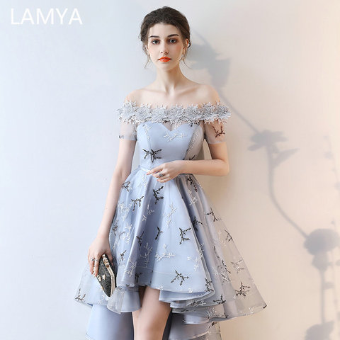 LAMYA  Embroidery Prom Dresses Short Front Back Long Tail Banquet Evening Dress 2022 Formal Party Gown Plus Size Elegant Dresses ► Photo 1/5