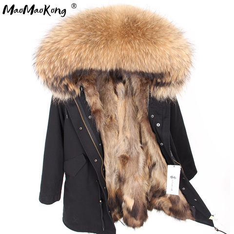 Natural Fur Lining Parka Coat Real, Real Fur Lined Parka Coat Womens