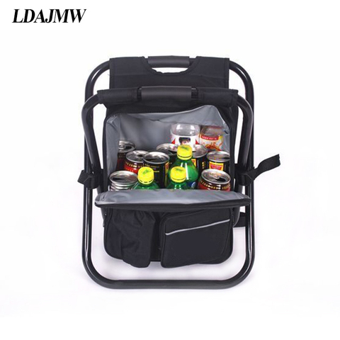 LDAJMW Folding Fishing Chair Backpack Travel Storage Cooler Bag Multifunctional Hiking Camping Beach Leisure Ice Bag Chair ► Photo 1/6