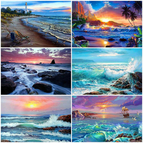 Evershine Seaside Diamond Painting Full Square Diamond Embroidery Sale Sea Rhinestones Pictures Diamond Mosaic Scenery Beadwork ► Photo 1/6