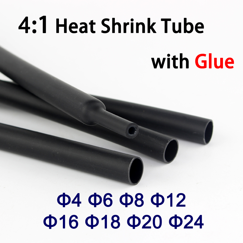 4mm 4:1 Black Heatshrink Heat Shrink Glue-Lined Tube Tubing Wire Sleeving Wrap