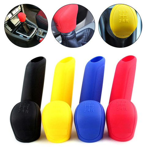 2Pcs Universal Manual Car Silicone Gear Head Shift Knob Cover Gear Shift  Collars Handbrake Grip Car