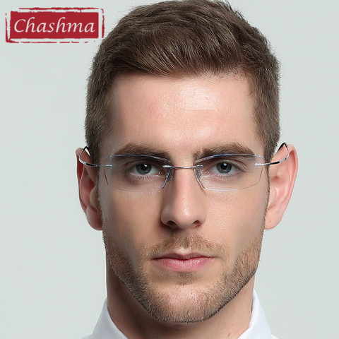 Chashma Brand B Titanium Ultra Light Tint Glass Men Stylish Eye Glasses Frame Diamond Trimmed Colored Lenses Men Eyeglasses ► Photo 1/1