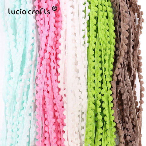 Lucia Crafts  2/12/24yard 10mm Pom  Trim Ball Braid Lace Fringe Ribbons Fabric DIY Sewing Handmade Accessory K0601 ► Photo 1/4