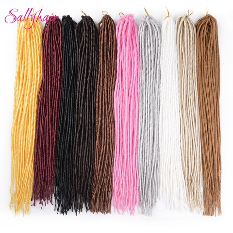 Sallyhair 1 Pack 12strands Dreadlocks 20inch Synthetic Braiding Hair Extensions Crochet Braids Hair White Blonde Black Color ► Photo 1/6